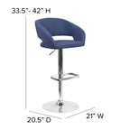 Tabouret de bar contemporain Flash Furniture en vinyle, réglable en hauteur, avec dossier mi-haut arrondi