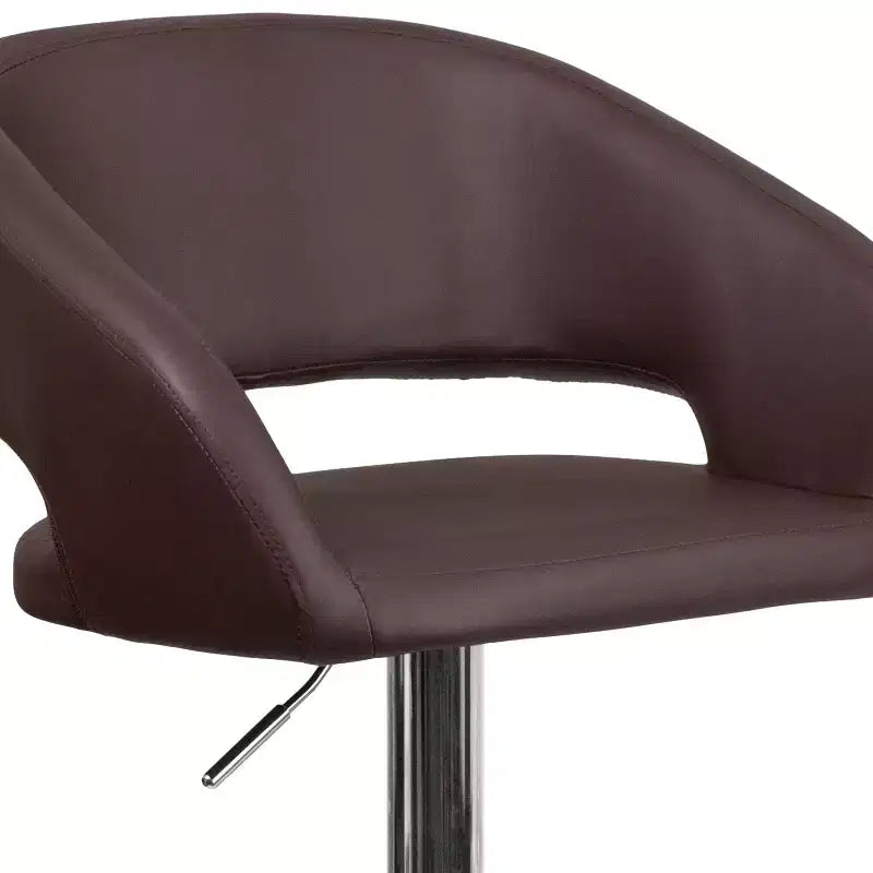 Tabouret de bar contemporain Flash Furniture en vinyle, réglable en hauteur, avec dossier mi-haut arrondi