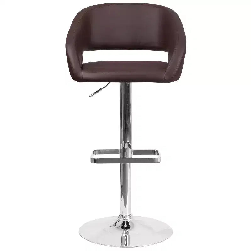 Tabouret de bar contemporain Flash Furniture en vinyle, réglable en hauteur, avec dossier mi-haut arrondi