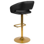 Tabouret de bar contemporain Flash Furniture en vinyle, réglable en hauteur, avec dossier mi-haut arrondi