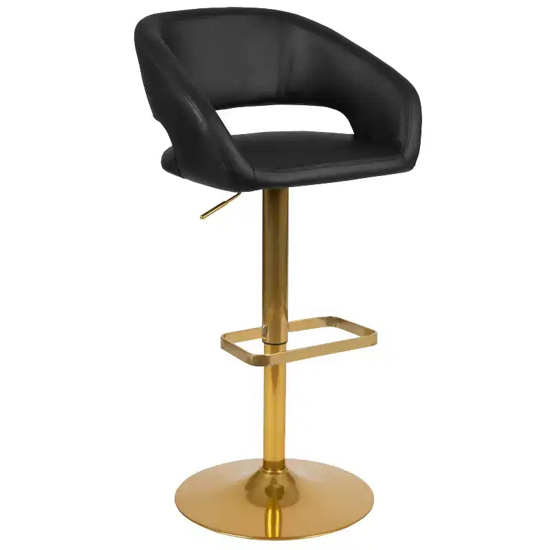 Tabouret de bar contemporain Flash Furniture en vinyle, réglable en hauteur, avec dossier mi-haut arrondi