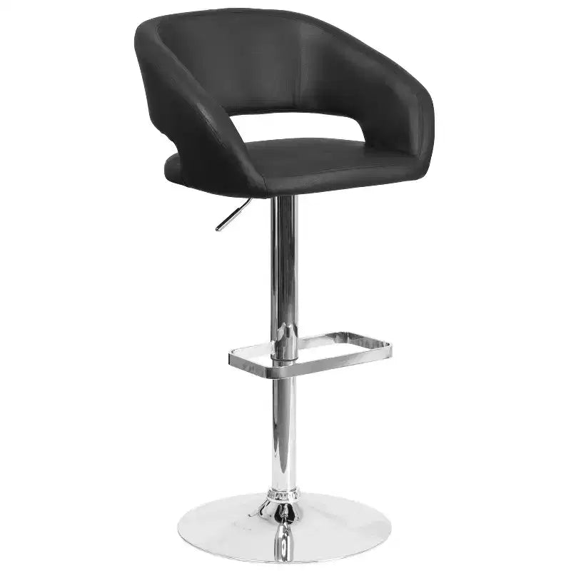 Tabouret de bar contemporain Flash Furniture en vinyle, réglable en hauteur, avec dossier mi-haut arrondi