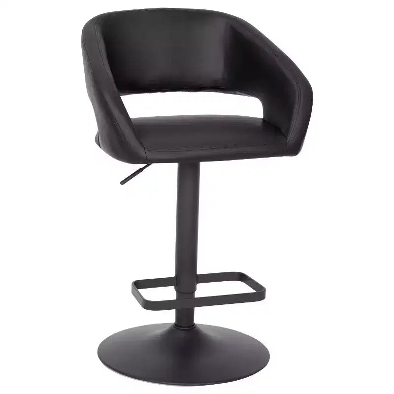 Tabouret de bar contemporain Flash Furniture en vinyle, réglable en hauteur, avec dossier mi-haut arrondi