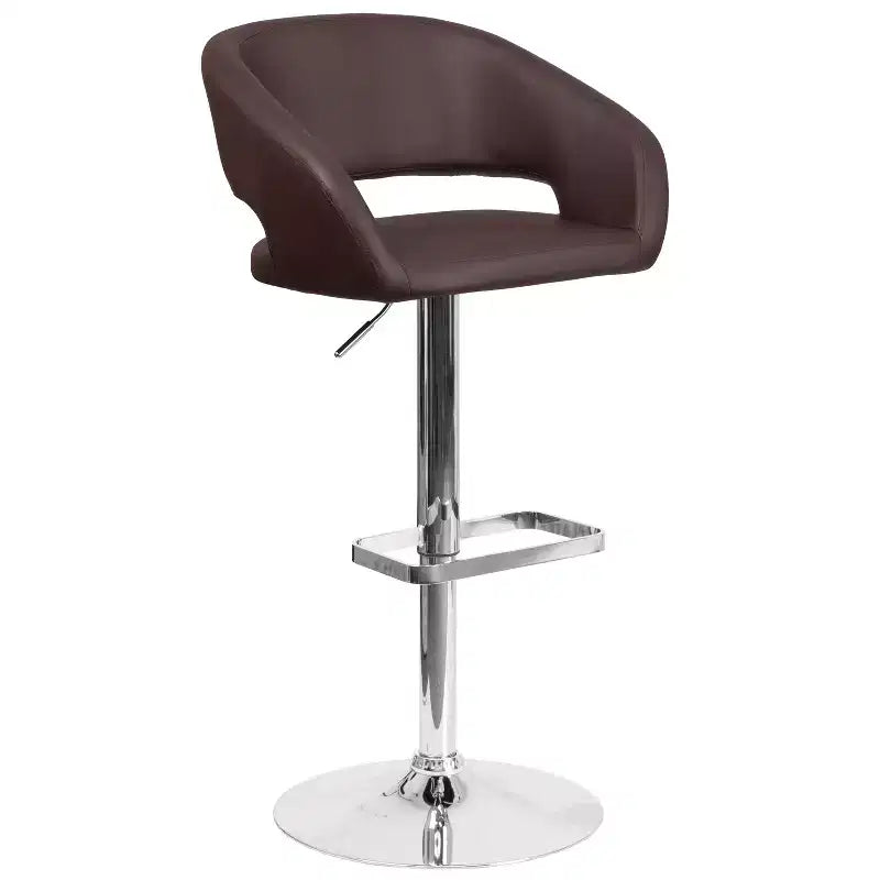 Tabouret de bar contemporain Flash Furniture en vinyle, réglable en hauteur, avec dossier mi-haut arrondi