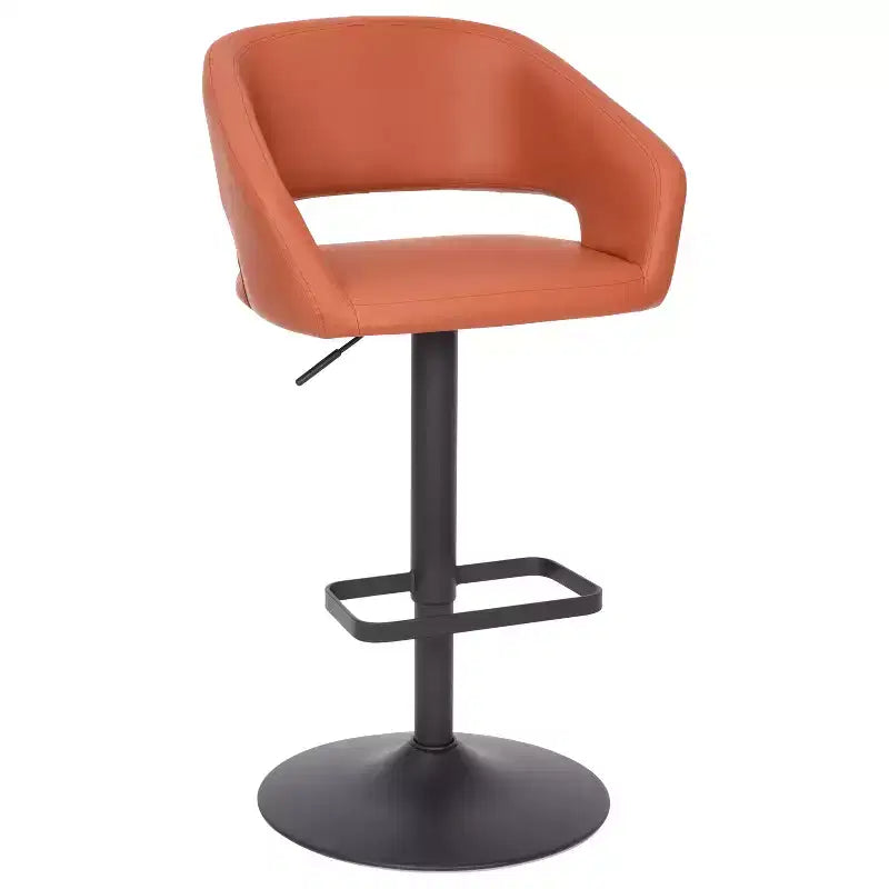 Tabouret de bar contemporain Flash Furniture en vinyle, réglable en hauteur, avec dossier mi-haut arrondi
