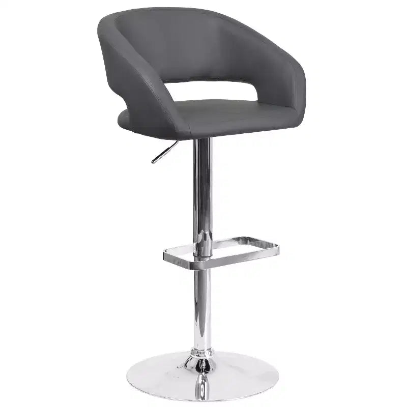 Tabouret de bar contemporain Flash Furniture en vinyle, réglable en hauteur, avec dossier mi-haut arrondi