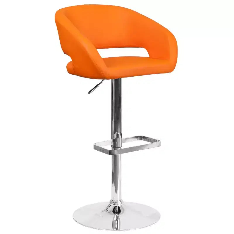 Tabouret de bar contemporain Flash Furniture en vinyle, réglable en hauteur, avec dossier mi-haut arrondi