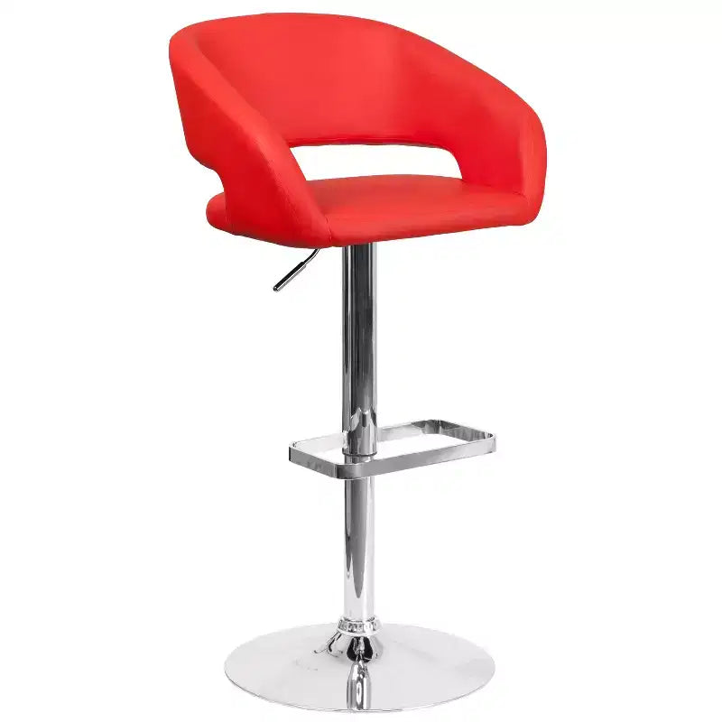 Tabouret de bar contemporain Flash Furniture en vinyle, réglable en hauteur, avec dossier mi-haut arrondi