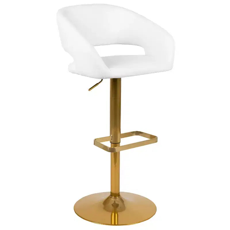 Tabouret de bar contemporain Flash Furniture en vinyle, réglable en hauteur, avec dossier mi-haut arrondi