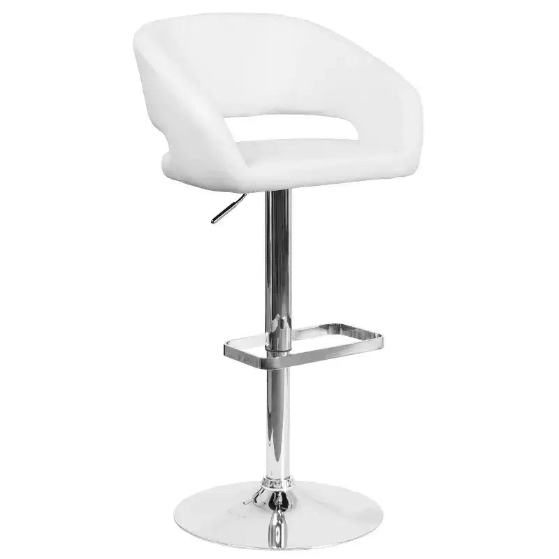 Tabouret de bar contemporain Flash Furniture en vinyle, réglable en hauteur, avec dossier mi-haut arrondi