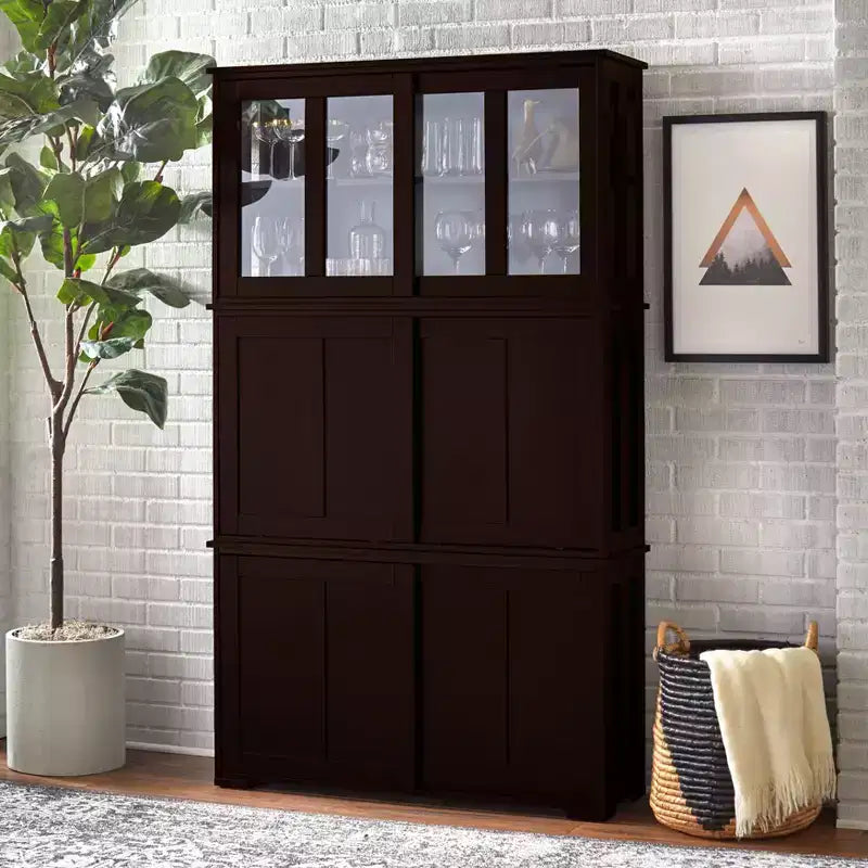 Meuble de rangement empilable Pacific Buylateral avec portes coulissantes en verre