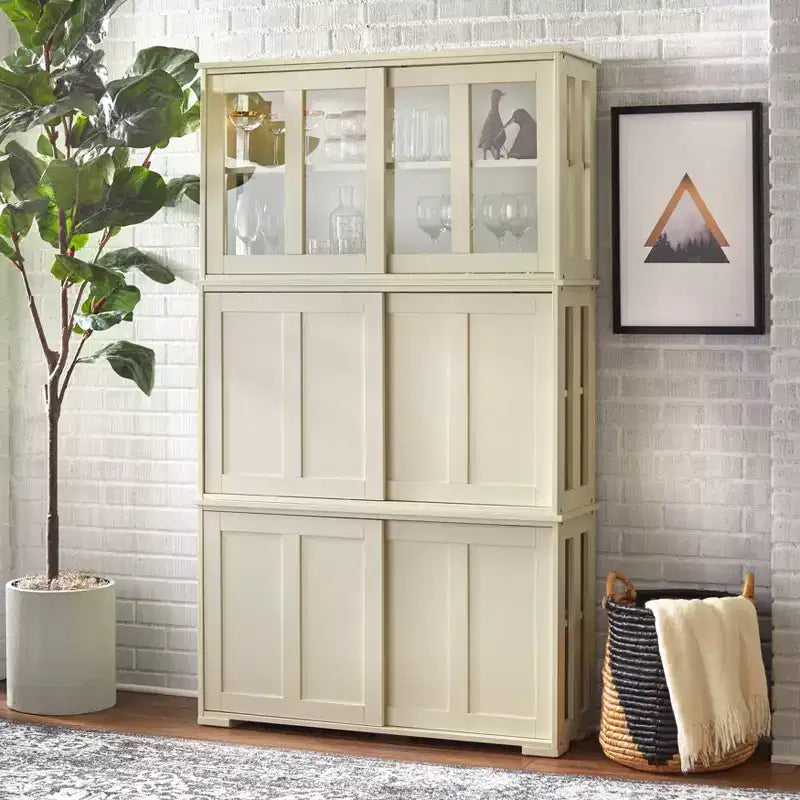 Meuble de rangement empilable Pacific Buylateral avec portes coulissantes en verre