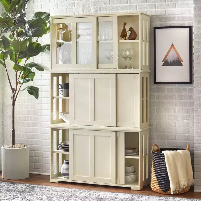 Meuble de rangement empilable Pacific Buylateral avec portes coulissantes en verre