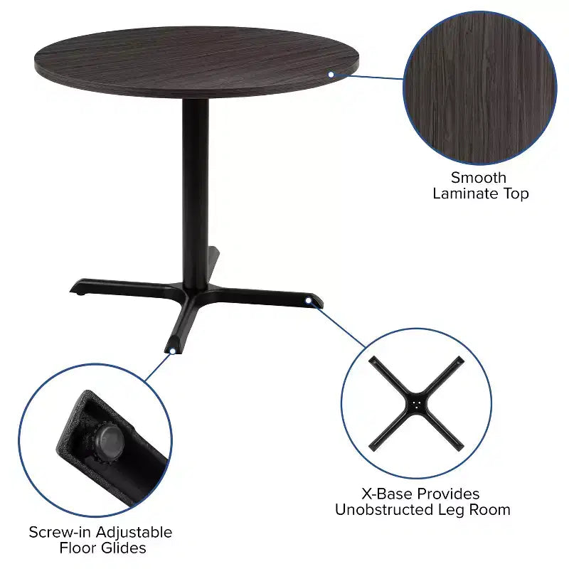 Table de conférence multi-usage ronde Emma et Oliver de 36 po – Table de réunion pour bureau