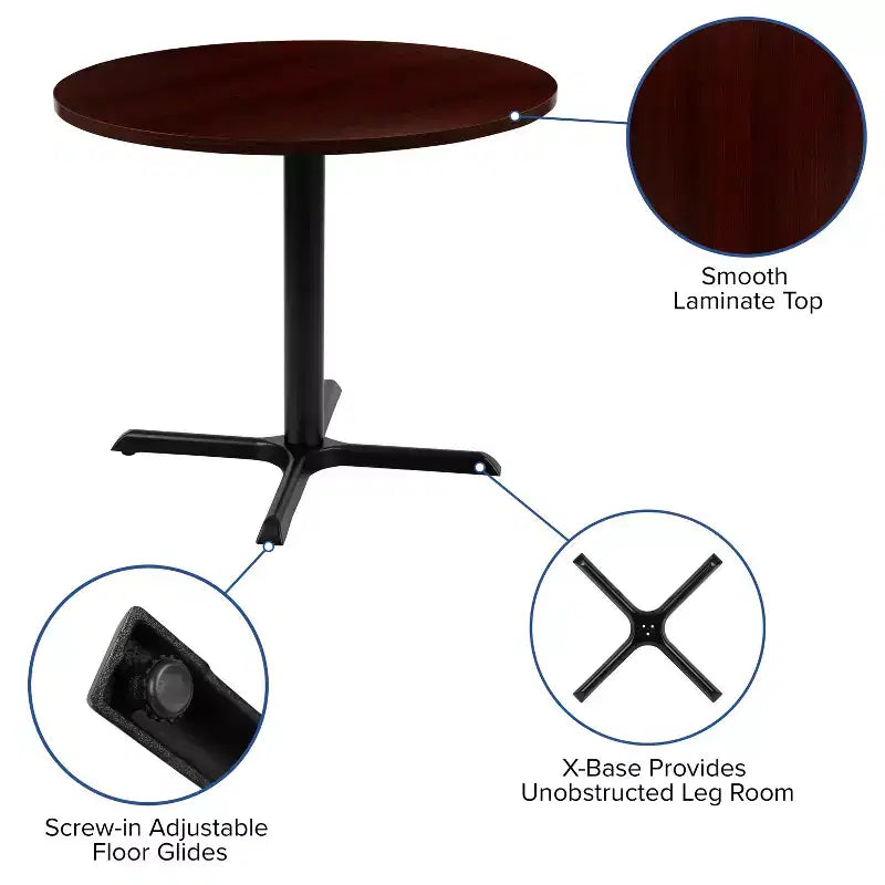 Table de conférence multi-usage ronde Emma et Oliver de 36 po – Table de réunion pour bureau