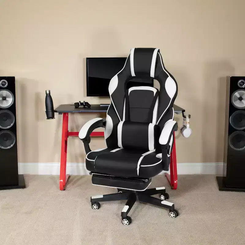 Ensemble de jeu Emma et Oliver – Support de bureau pour casque et gobelet et fauteuil inclinable avec repose-pieds
