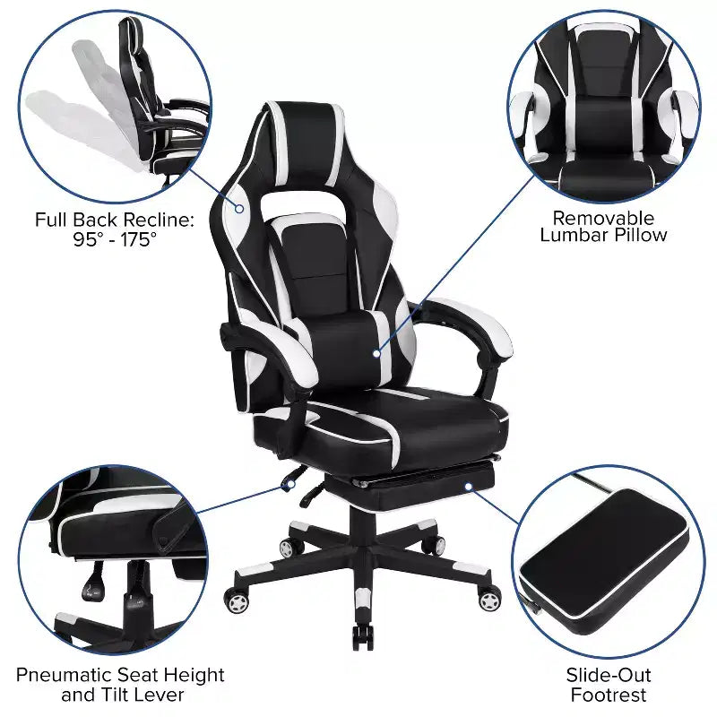 Ensemble de jeu Emma et Oliver – Support de bureau pour casque et gobelet et fauteuil inclinable avec repose-pieds