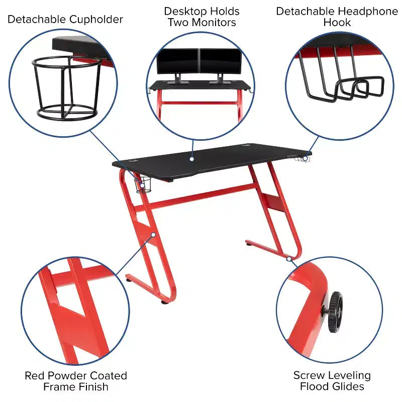 Ensemble de jeu Emma et Oliver – Support de bureau pour casque et gobelet et fauteuil inclinable avec repose-pieds