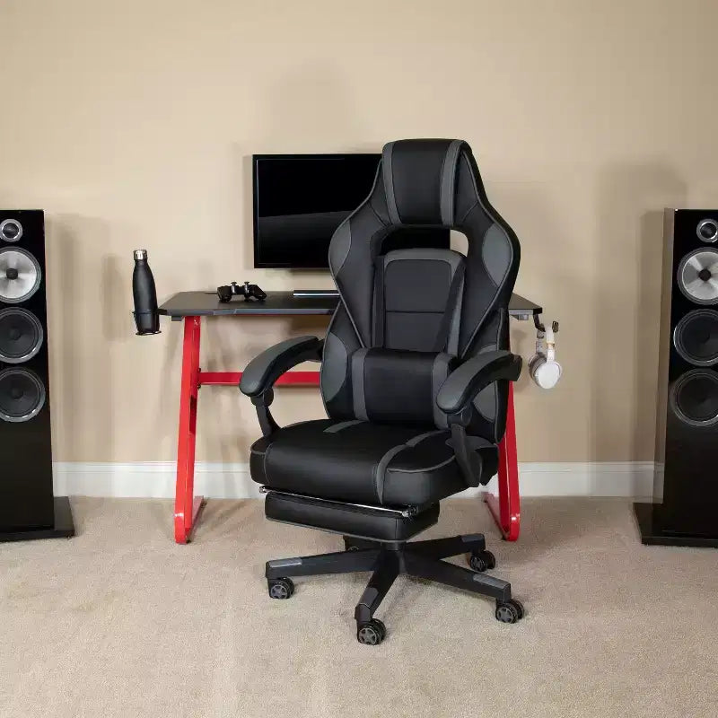Ensemble de jeu Emma et Oliver – Support de bureau pour casque et gobelet et fauteuil inclinable avec repose-pieds