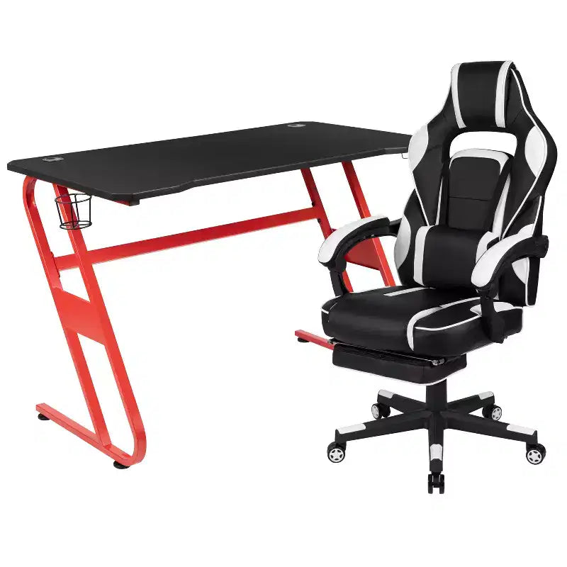 Ensemble de jeu Emma et Oliver – Support de bureau pour casque et gobelet et fauteuil inclinable avec repose-pieds