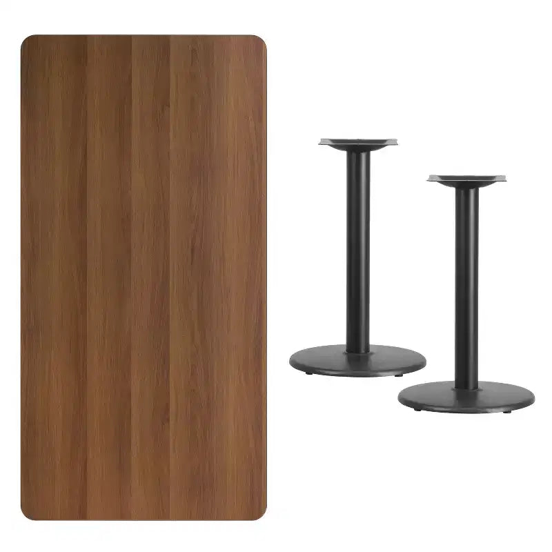 Table rectangulaire laminée Emma et Oliver 30x60 avec 18 bases de table rondes