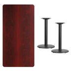 Table rectangulaire laminée Emma et Oliver 30x60 avec 18 bases de table rondes