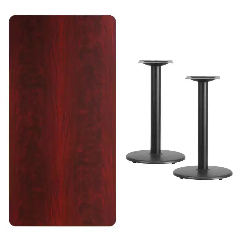 Table rectangulaire laminée Emma et Oliver 30x60 avec 18 bases de table rondes