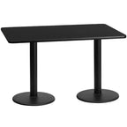 Table rectangulaire laminée Emma et Oliver 30x60 avec 18 bases de table rondes