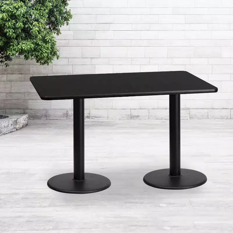 Table rectangulaire laminée Emma et Oliver 30x60 avec 18 bases de table rondes