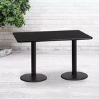 Table rectangulaire laminée Emma et Oliver 30x60 avec 18 bases de table rondes