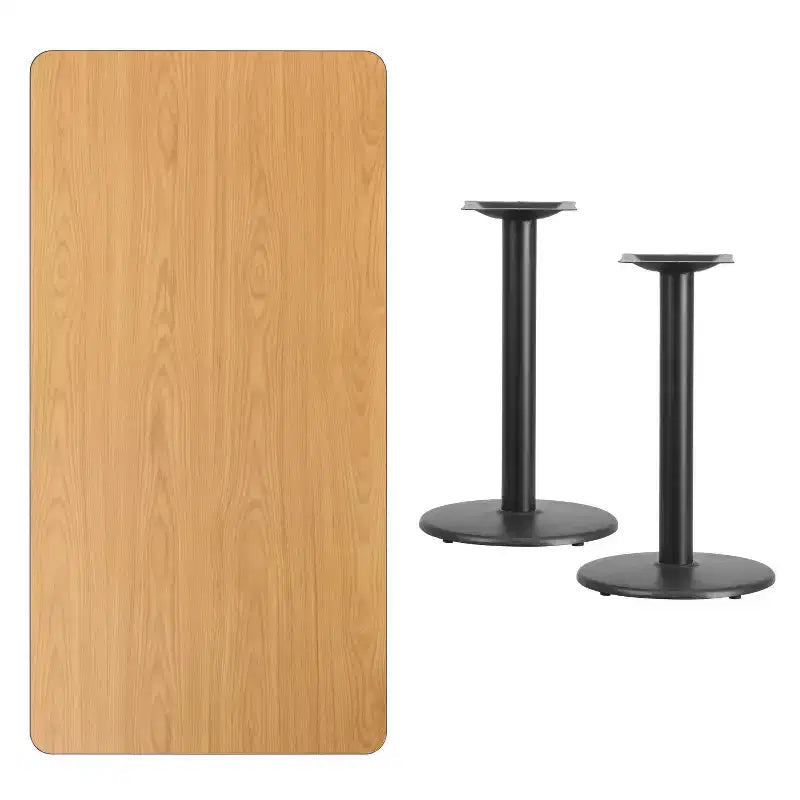 Table rectangulaire laminée Emma et Oliver 30x60 avec 18 bases de table rondes