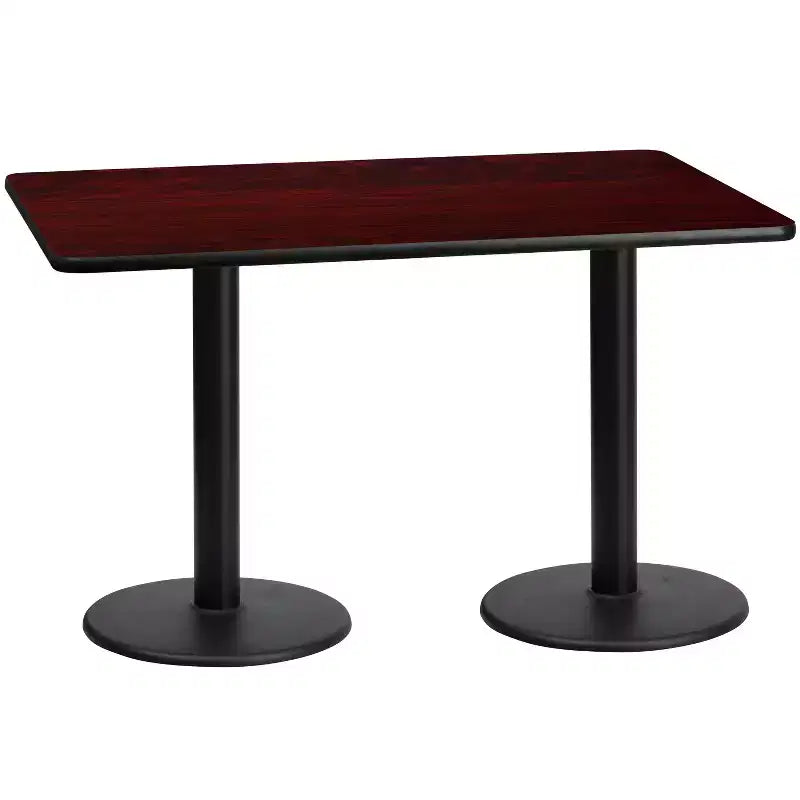 Table rectangulaire laminée Emma et Oliver 30x60 avec 18 bases de table rondes