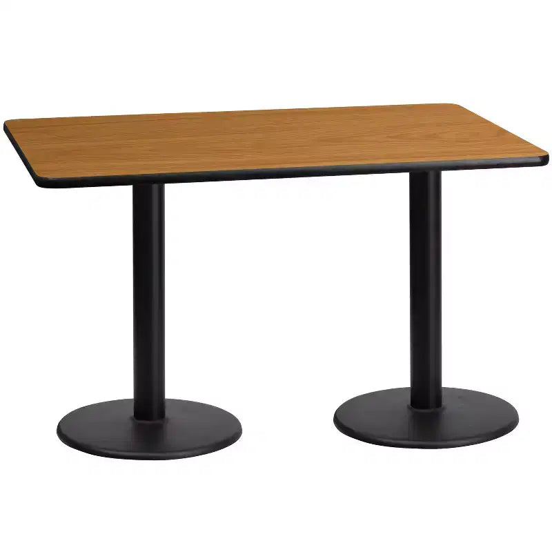 Table rectangulaire laminée Emma et Oliver 30x60 avec 18 bases de table rondes