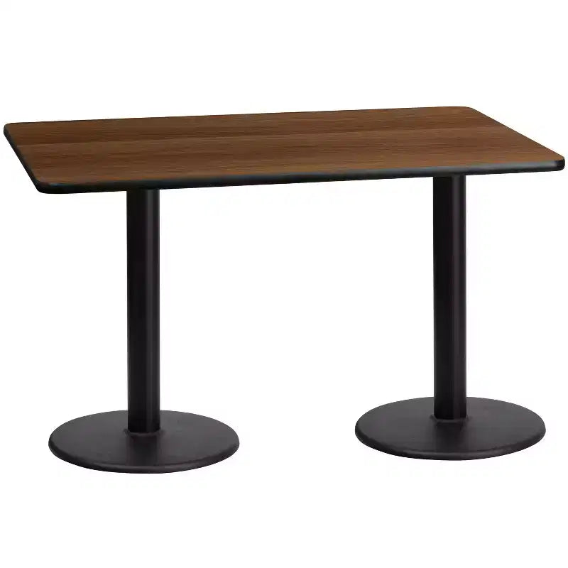 Table rectangulaire laminée Emma et Oliver 30x60 avec 18 bases de table rondes