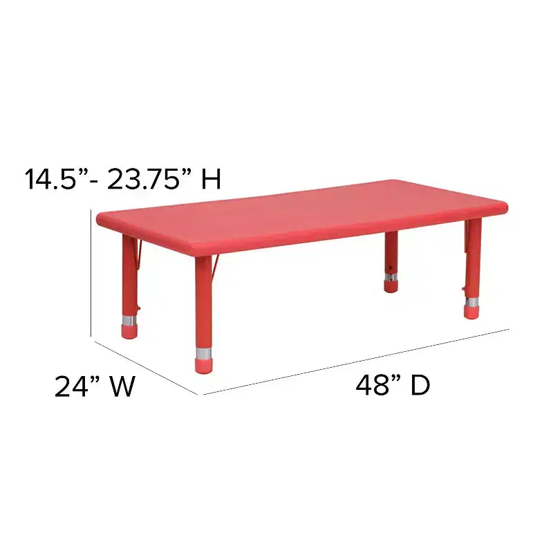Ensemble de table d'activités rectangulaire en plastique réglable en hauteur Emma et Oliver 24W x 48L avec 6 chaises