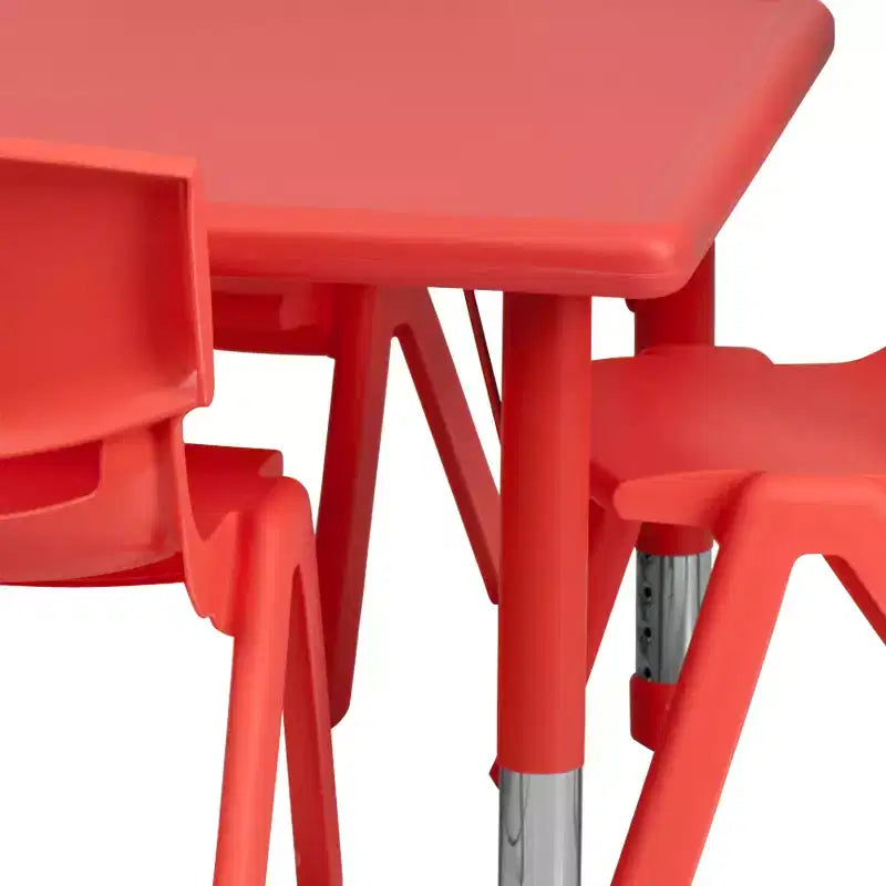 Ensemble de table d'activités rectangulaire en plastique réglable en hauteur Emma et Oliver 24W x 48L avec 6 chaises