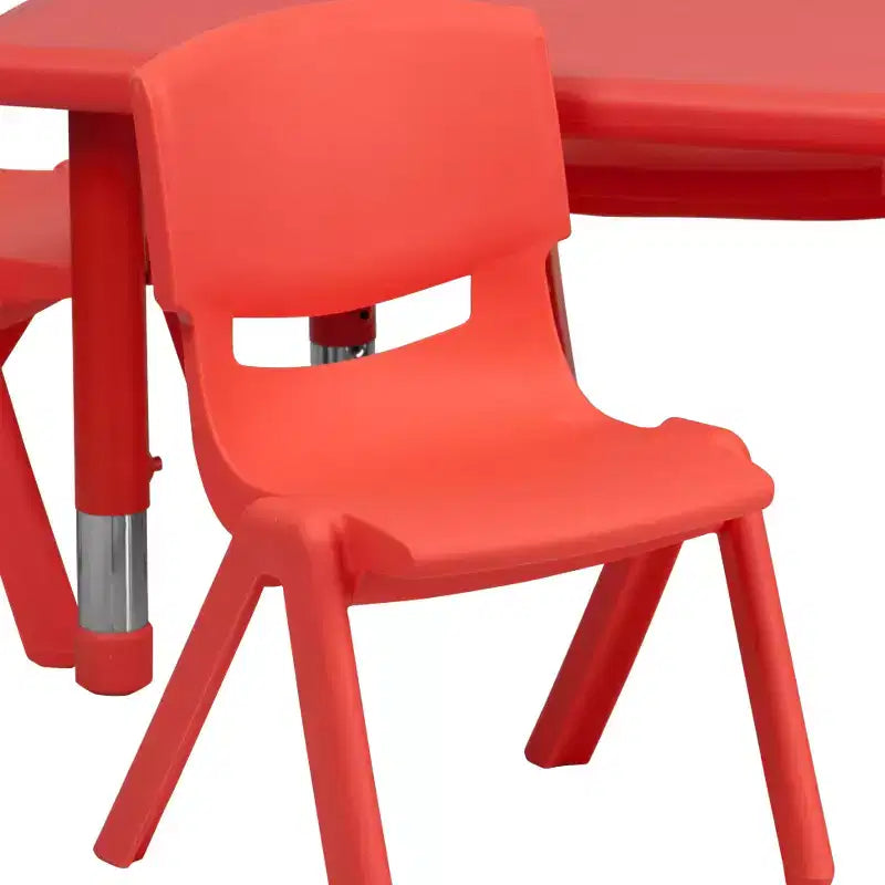 Ensemble de table d'activités rectangulaire en plastique réglable en hauteur Emma et Oliver 24W x 48L avec 6 chaises