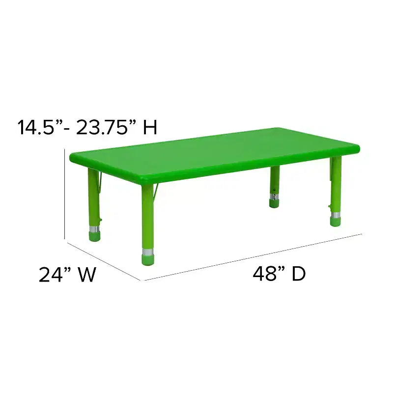 Ensemble de table d'activités rectangulaire en plastique réglable en hauteur Emma et Oliver 24W x 48L avec 6 chaises