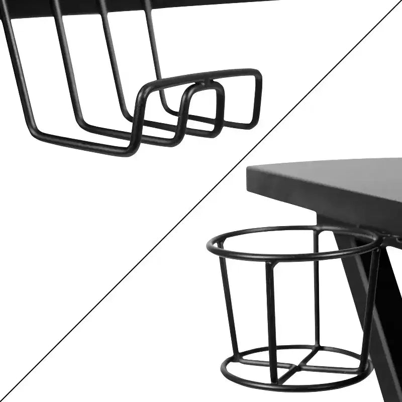 Flash Furniture Bureau de jeu et ensemble chaise de jeu inclinable avec repose-pieds - Porte-gobelet/Crochet pour casque/Tapis de souris amovible/Gestion des câbles