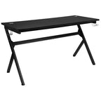 Flash Furniture Bureau de jeu et ensemble chaise de jeu inclinable avec repose-pieds - Porte-gobelet/Crochet pour casque/Tapis de souris amovible/Gestion des câbles