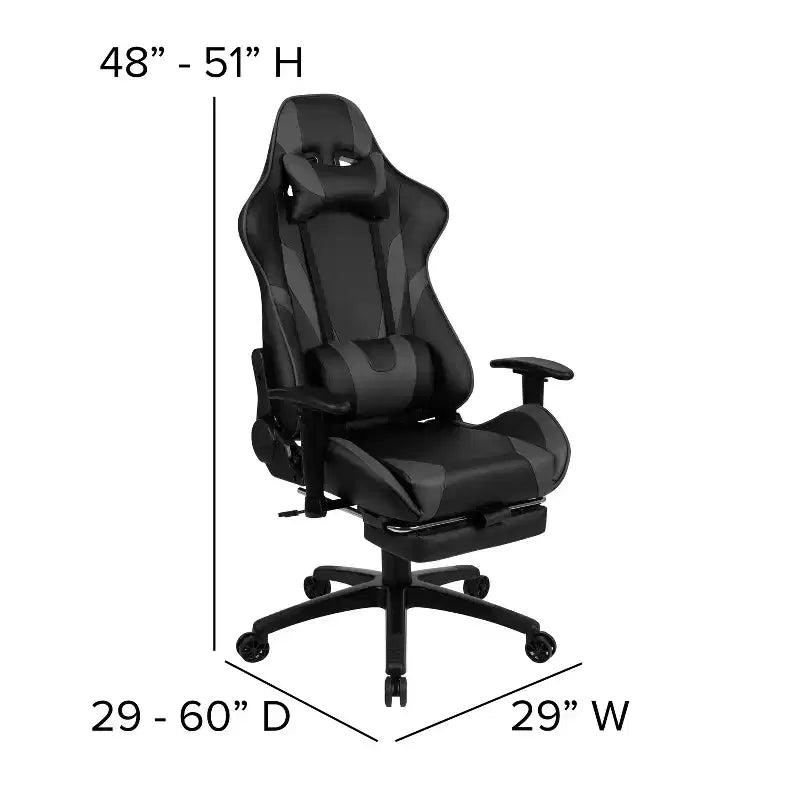 Flash Furniture Bureau de jeu et ensemble chaise de jeu inclinable avec repose-pieds - Porte-gobelet/Crochet pour casque/Tapis de souris amovible/Gestion des câbles