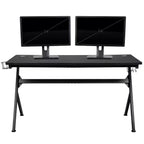 Flash Furniture Bureau de jeu et ensemble chaise de jeu inclinable avec repose-pieds - Porte-gobelet/Crochet pour casque/Tapis de souris amovible/Gestion des câbles