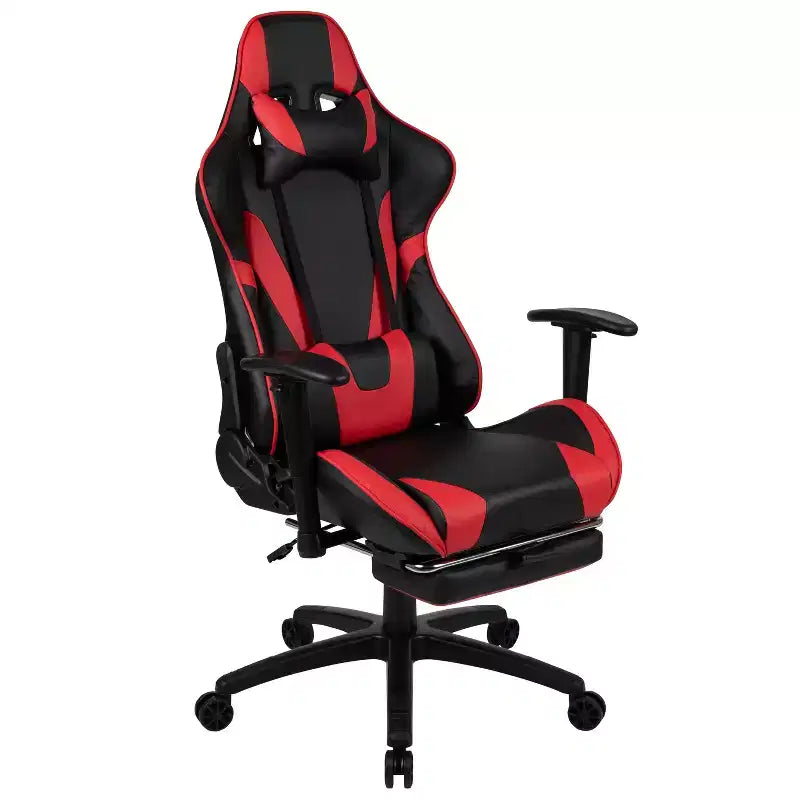 Flash Furniture Bureau de jeu et ensemble chaise de jeu inclinable avec repose-pieds - Porte-gobelet/Crochet pour casque/Tapis de souris amovible/Gestion des câbles