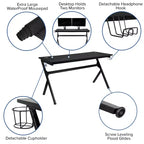 Flash Furniture Bureau de jeu et ensemble chaise de jeu inclinable avec repose-pieds - Porte-gobelet/Crochet pour casque/Tapis de souris amovible/Gestion des câbles