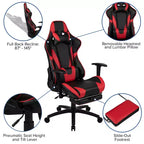 Flash Furniture Bureau de jeu et ensemble chaise de jeu inclinable avec repose-pieds - Porte-gobelet/Crochet pour casque/Tapis de souris amovible/Gestion des câbles