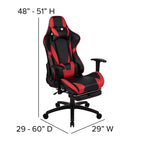 Flash Furniture Bureau de jeu et ensemble chaise de jeu inclinable avec repose-pieds - Porte-gobelet/Crochet pour casque/Tapis de souris amovible/Gestion des câbles