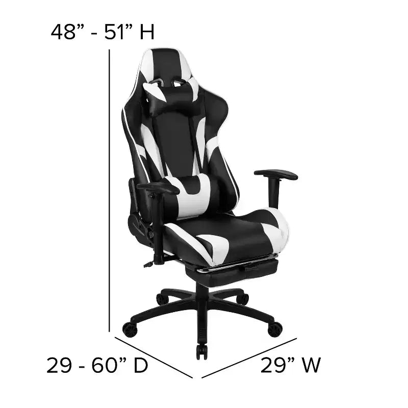 Flash Furniture Bureau de jeu et ensemble chaise de jeu inclinable avec repose-pieds - Porte-gobelet/Crochet pour casque/Tapis de souris amovible/Gestion des câbles