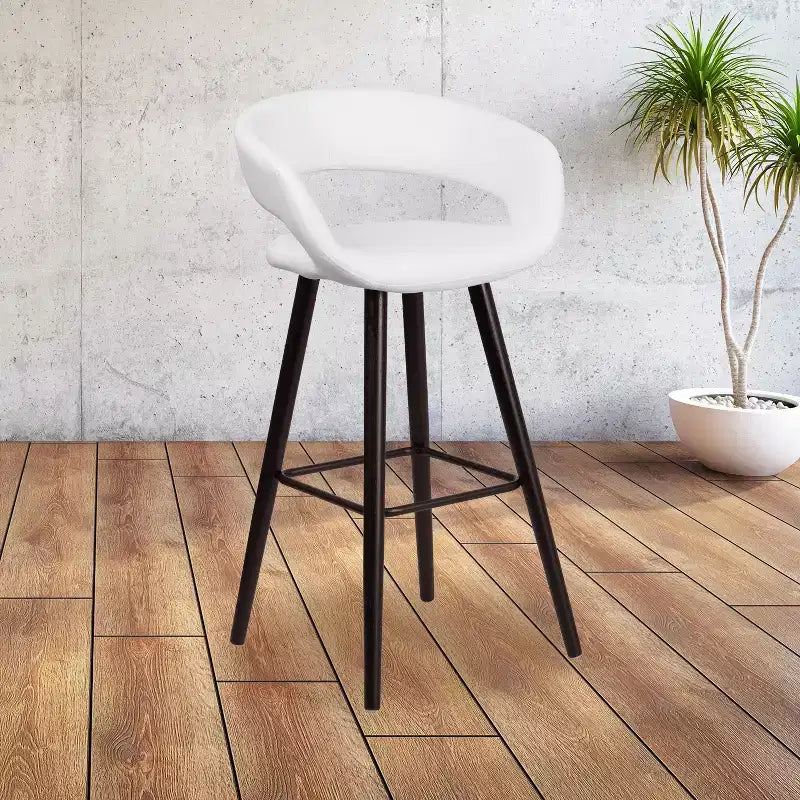 Tabouret de bar à dossier ouvert arrondi en bois 29H Emma et Oliver