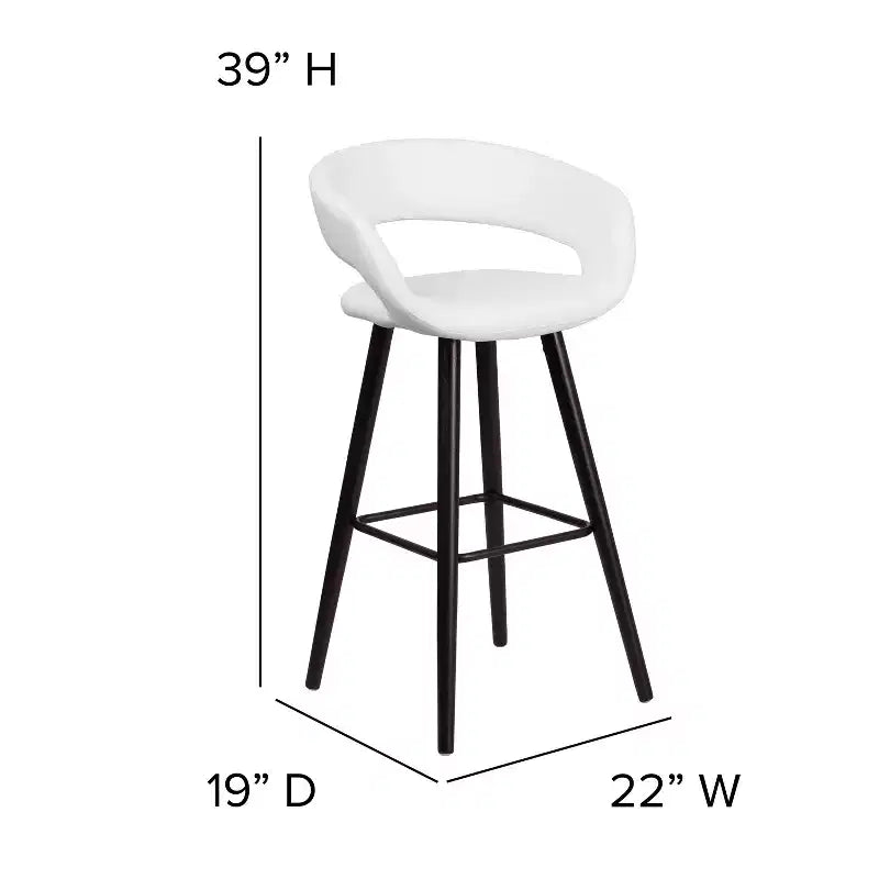 Tabouret de bar à dossier ouvert arrondi en bois 29H Emma et Oliver