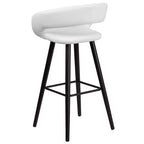 Tabouret de bar à dossier ouvert arrondi en bois 29H Emma et Oliver